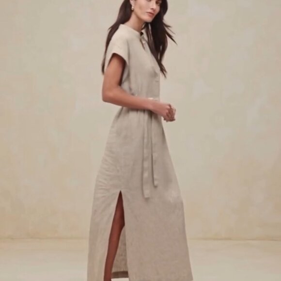 NWT Banana Republic Linen Kaftan Dress in Natural - Picture 2 of 6